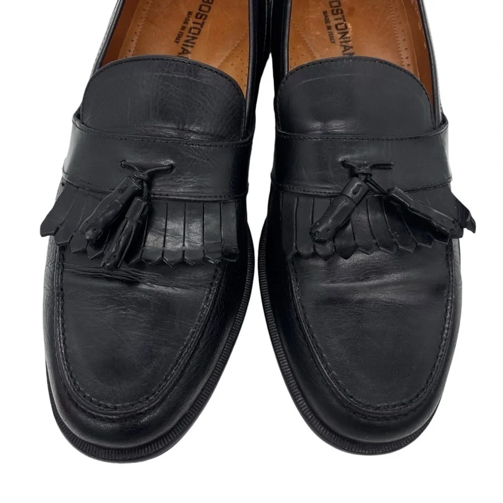 Bostonian Black Leather Classic Tassel Loafers Dress Shoes
